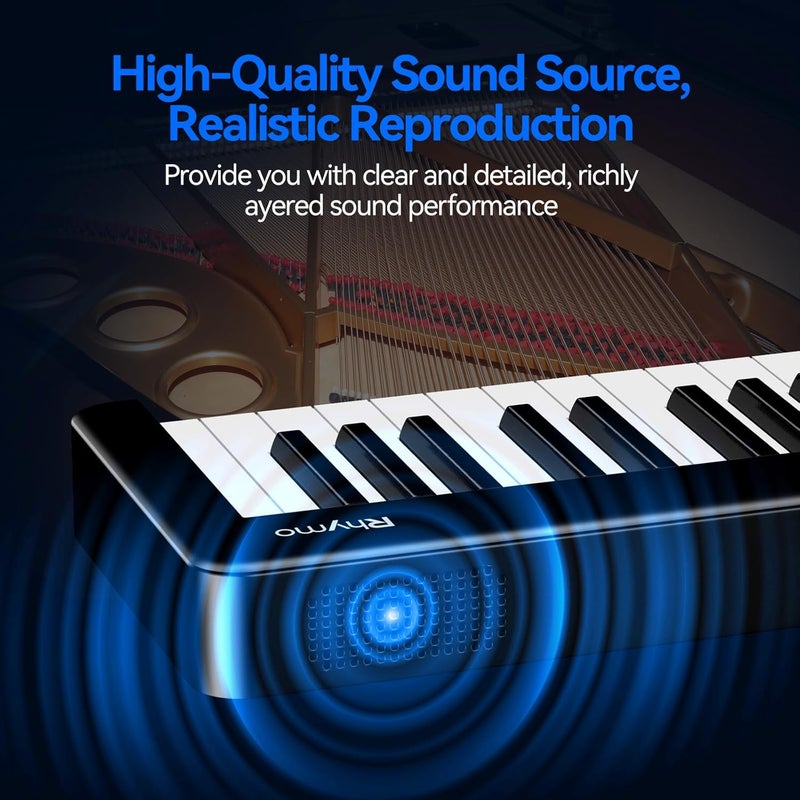 Rhymo Folding Piano Keyboard, 61 Keys Sensitive Electric Piano, Weighted Portable Electric Keyboards with Bluetooth MIDI, Digital Foldable Keyboard for Beginner - Image 5